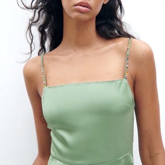 Zara slip dress with beads medium new with tags - Picture 2 of 5